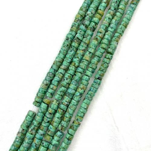 Turkos pärlor, Afrikansk turkos, Flat Round, DIY & olika storlek för val, grön, Såld Per Ca 38 cm Strand