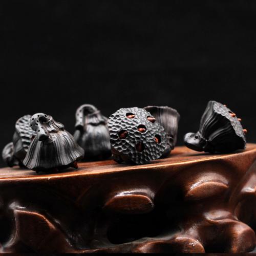 Pingentes Madeira, Preto Sândalo, Lótus Seedpod, esculpidas, DIY, preto, 28x28mm, vendido por PC