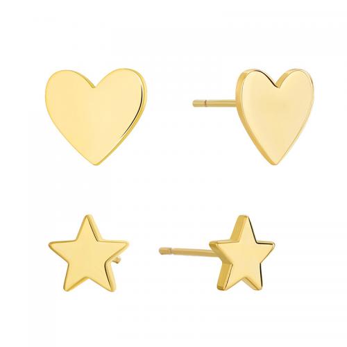 Brass Stud Earring plated 2 pieces & for woman golden Sold By PC