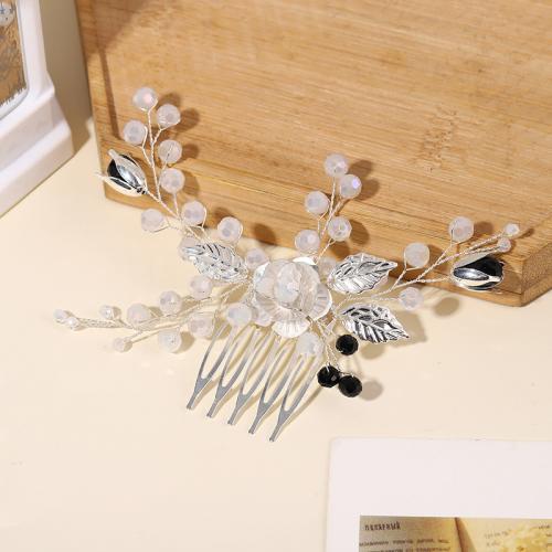 Decorative Hair Combs brass wire with Plastic & Zinc Alloy fashion jewelry & for woman silver color nickel lead & cadmium free Sold By PC