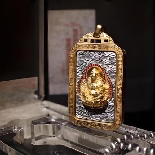 Rhinestone Brass Pendants God of Wealth plated DIY & with rhinestone Sold By PC