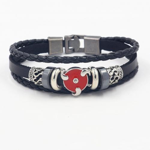 Zinc Alloy Bracelet with Cowhide plated multilayer & Unisex & enamel Length Approx 8.5 Inch Sold By PC