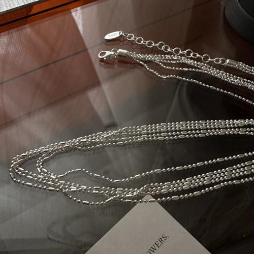925 Sterling Silver Necklaces with 1.97inch extender chain fashion jewelry & multilayer & for woman nickel lead & cadmium free Length Approx 15.74 Inch Sold By PC