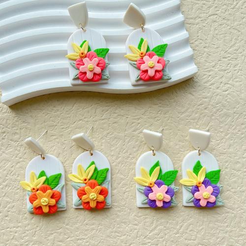 Polymer Clay Earring with Zinc Alloy fashion jewelry Sold By Pair