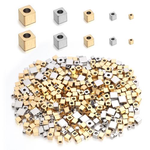 Stainless Steel Spacer Beads Square plated DIY Sold By Bag