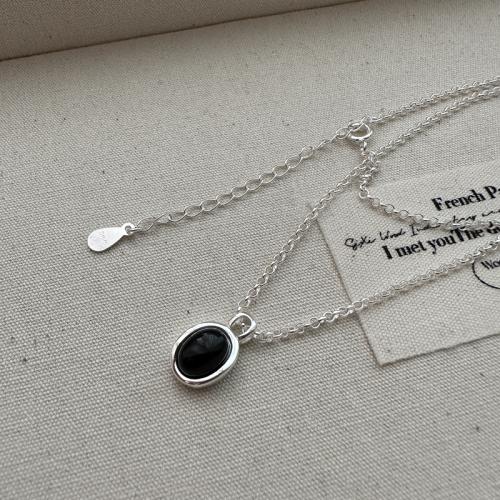 925 Sterling Silver Necklaces with Agate with 5cm extender chain polished fashion jewelry & for woman nickel lead & cadmium free Length Approx 39 cm Sold By PC