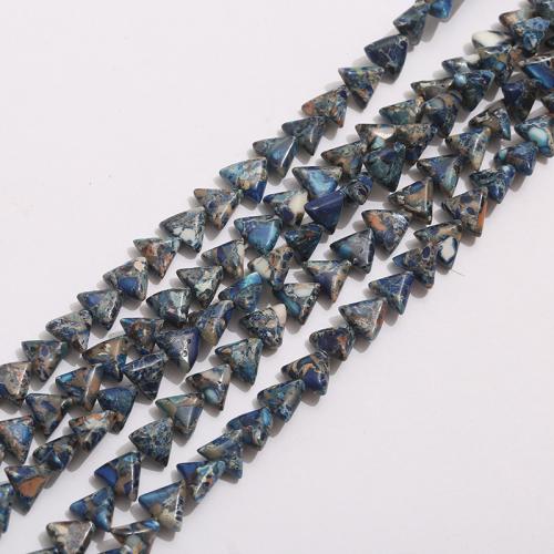 Perles bijoux en pierres gemmes, Jaspe d'impression, triangle, DIY, couleur bleu foncé, 10mm, Vendu par Environ 38 cm brin