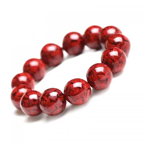 Fashion Cinnabar Bracelet Round polished fashion jewelry & Unisex red Length Approx 18 cm Sold By PC