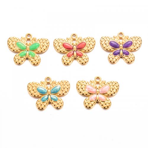Stainless Steel Animal Pendants 304 Stainless Steel Butterfly gold color plated DIY & enamel Sold By Bag