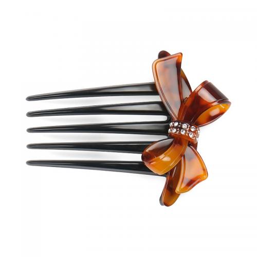 Decorative Hair Combs Acetate Bowknot fashion jewelry & with rhinestone Sold By PC