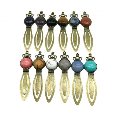 Zinc Alloy Bookmark with Gemstone Crown antique bronze color plated durable Random Color nickel lead & cadmium free Length about 6-8cm Sold By PC