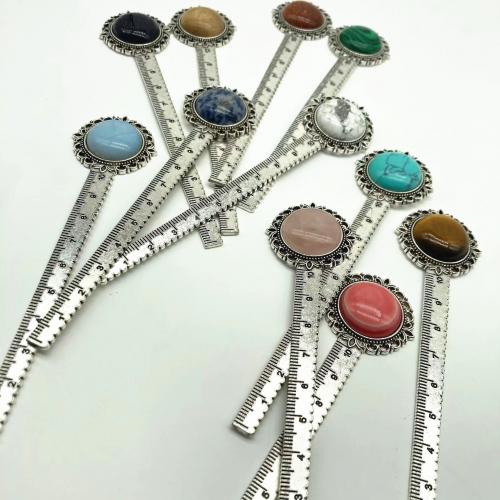 Zinc Alloy Ruler with Gemstone Plum Blossom antique silver color plated durable Random Color nickel lead & cadmium free Length about 12cm Sold By PC