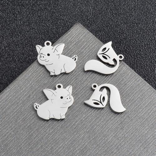 Stainless Steel Animal Pendants 304 Stainless Steel silver color plated DIY 10/Bag Sold By Bag