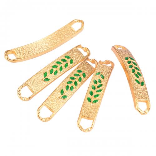 Stainless Steel Connector 304 Stainless Steel Rectangle gold color plated DIY & enamel & 1/1 loop green Sold By Bag