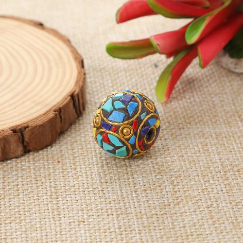 Brass Jewelry Beads with Clay Pave & Gemstone Round plated DIY nickel lead & cadmium free Sold By PC