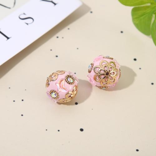 Zinc Alloy Jewelry Beads with Clay Pave & Resin Round plated DIY nickel lead & cadmium free Sold By PC