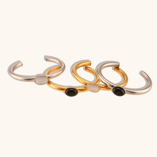 Stainless Steel Bangle 304 Stainless Steel with Agate Vacuum Ion Plating fashion jewelry & for woman nickel lead & cadmium free Inside .6mm Sold By PC