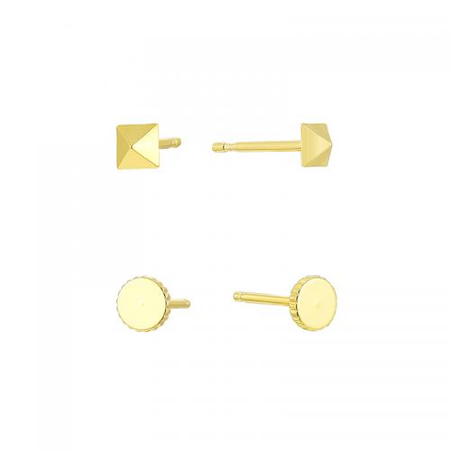 Brass Stud Earring plated 2 pieces & for woman golden Sold By Set