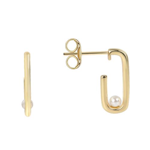 Brass Stud Earring with Shell Pearl plated for woman golden Sold By Pair