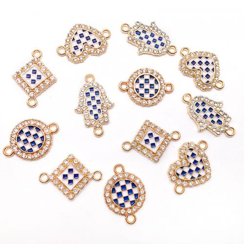 Zinc Alloy Connector plated DIY & enamel & with rhinestone gold Sold By PC