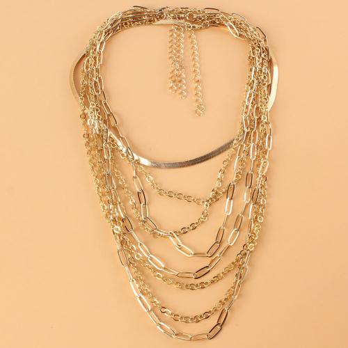 Handgemaakte halsketting, Aluminium, mode sieraden & multilayer & voor vrouw, gouden, nikkel, lood en cadmium vrij, Verkocht door PC