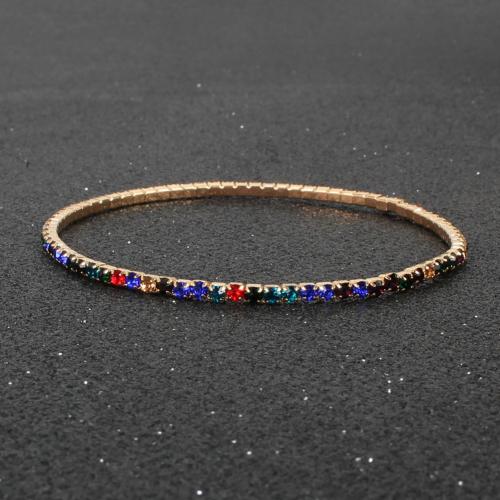 Zinc Alloy Bracelet with Rhinestone fashion jewelry & for woman & with rhinestone nickel lead & cadmium free Length Approx 8 cm Sold By PC