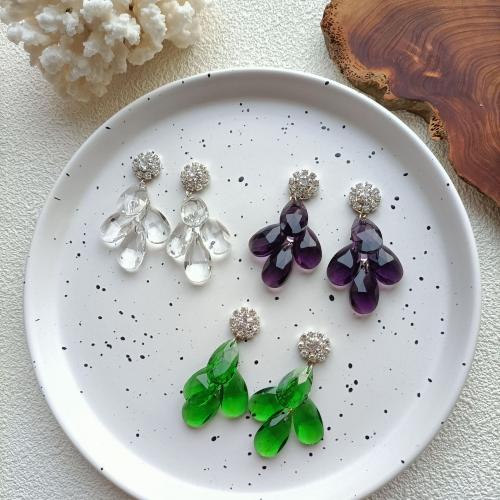 Oorbel sieraden, Glas, mode sieraden & voor vrouw & met strass, meer kleuren voor de keuze, 60mm, Verkocht door pair