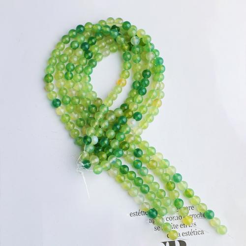 Agate Beads Round DIY green Sold By Strand