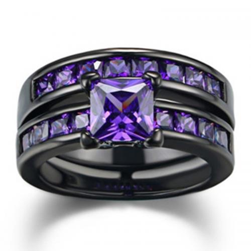 Zinc Alloy Finger Ring with Rhinestone fashion jewelry & for woman & with rhinestone purple nickel lead & cadmium free Sold By PC