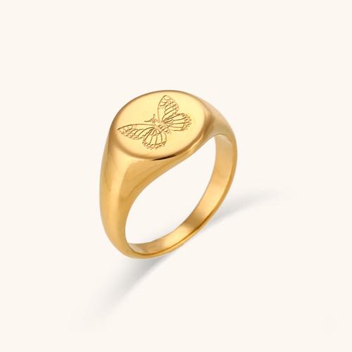 Stainless Steel Finger Ring 316L Stainless Steel 18K gold plated fashion jewelry & for woman nickel lead & cadmium free Sold By PC