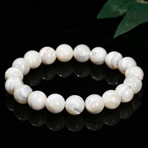 Shell Jewelry Bracelet Trochus Round fashion jewelry & Unisex white Length Approx 18 cm Sold By PC
