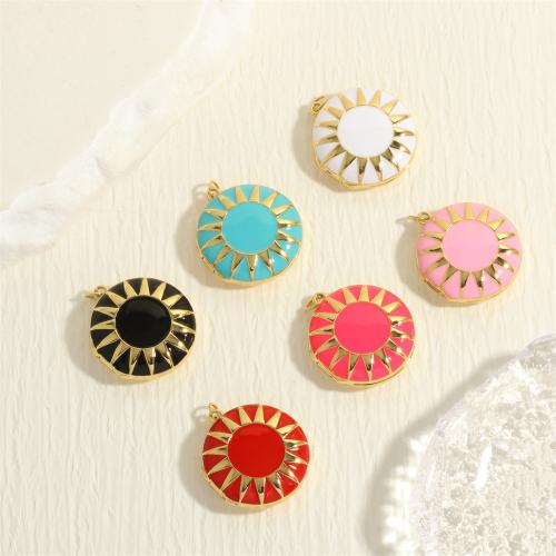 Brass Locket Pendants Flat Round gold color plated fashion jewelry & DIY & enamel nickel lead & cadmium free Sold By PC