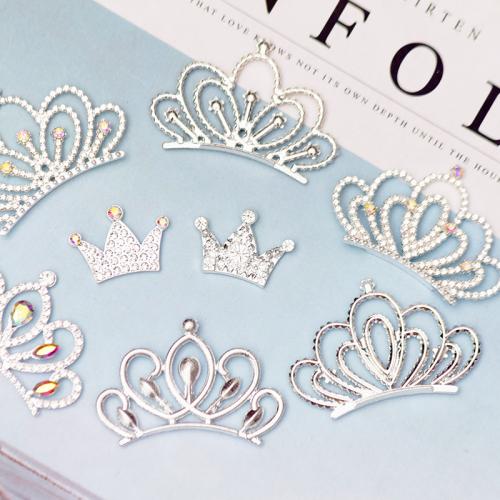 Hair Clip Findings Zinc Alloy Crown plated DIY & with rhinestone nickel lead & cadmium free Sold By Bag
