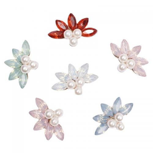 Hair Accessories DIY Findings Zinc Alloy with Plastic Pearl with rhinestone nickel lead & cadmium free Sold By Bag
