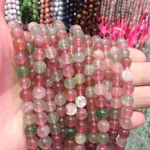 Φυσικό χαλαζία κοσμήματα χάντρες, Strawberry Quartz, Γύρος, DIY & διαφορετικό μέγεθος για την επιλογή, μικτά χρώματα, Sold Per Περίπου 38 cm Strand