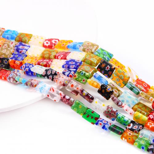 Lampwork Beads Rectangle DIY mixed colors Sold By Strand