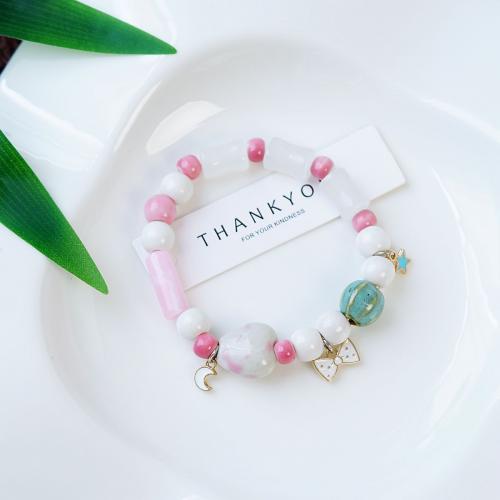 Porcelain Bracelet with Zinc Alloy handmade Unisex mixed colors Length Approx 15-20 cm Sold By PC