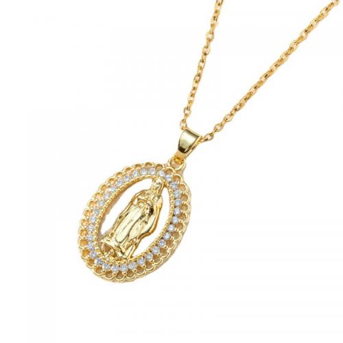 Cubic Zircon Micro Pave Brass Necklace with 5CM extender chain plated & micro pave cubic zirconia & for woman golden Length Approx 45 cm Sold By PC
