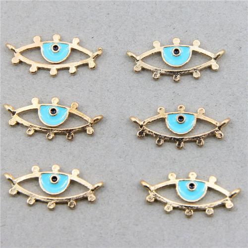 Evil Eye Pendants Zinc Alloy gold color plated fashion jewelry & DIY & enamel & double-hole & hollow blue nickel lead & cadmium free Approx Sold By Bag