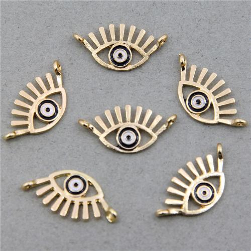 Evil Eye Pendants Zinc Alloy gold color plated fashion jewelry & DIY & enamel & double-hole & hollow white and black nickel lead & cadmium free Approx Sold By Bag
