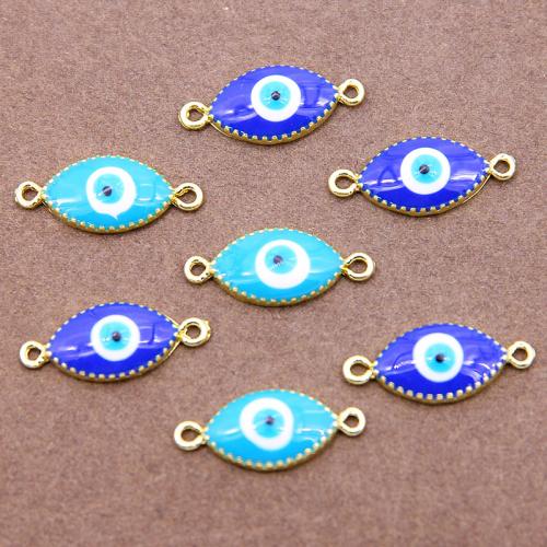 Evil Eye Connector Zinc Alloy gold color plated fashion jewelry & DIY & enamel & 1/1 loop nickel lead & cadmium free Approx Sold By Bag