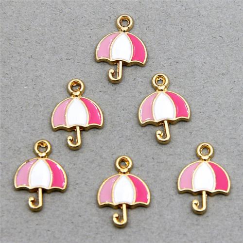 Zinc Alloy Enamel Pendants Umbrella gold color plated fashion jewelry & DIY mixed colors nickel lead & cadmium free Approx Sold By Bag