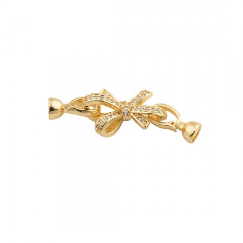 Brass Bracelet Findings Bowknot plated DIY & micro pave cubic zirconia nickel lead & cadmium free Approx 1.5mm Sold By PC