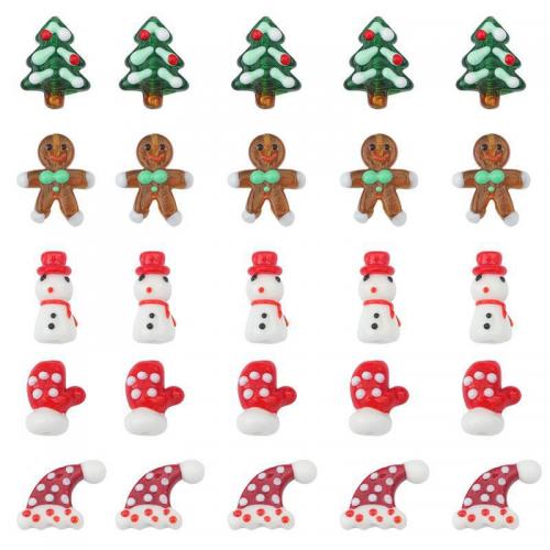 Karácsonyi Lampwork Gyöngyök, Karácsonyi design & DIY & különböző stílusokat a választás, több színt a választás, 20x19mm, Által értékesített PC