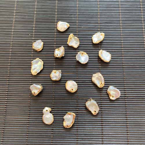 Ciondoli perle d'acqua dolci, perla d'acquadolce coltivata naturalmente, Irregolare, placcato color oro, DIY, bianco, Length: 80-10mm, width: 10-15mm, Venduto da PC