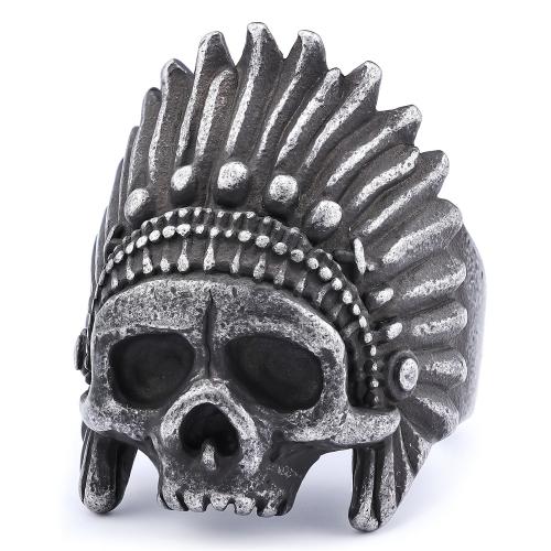 316 Stainless Steel Finger Ring Skull polished vintage & for man original color Approx 1mm US Ring Sold By PC