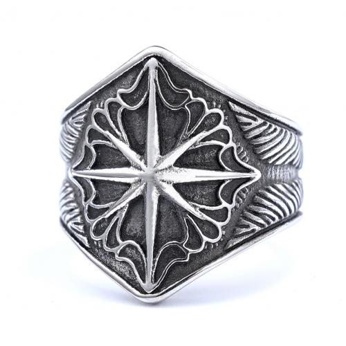 316 Stainless Steel Finger Ring Eight Point Star plated vintage & Unisex Approx 3.2mm US Ring .5 Sold By PC