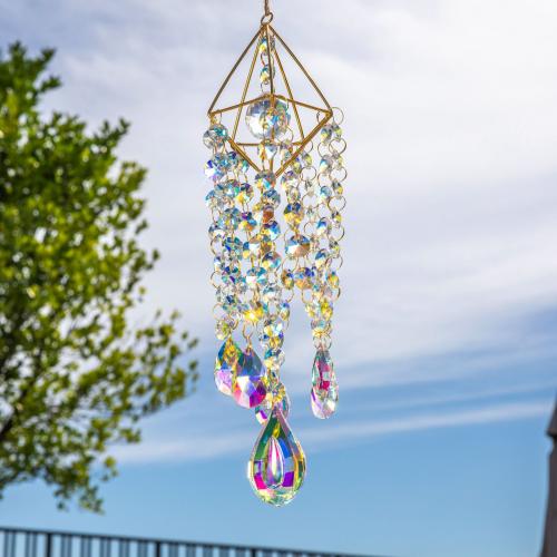 Hanging Ornaments Crystal with Brass & Iron gold color plated for home and office & fashion jewelry mixed colors Length Approx 38 cm Sold By PC