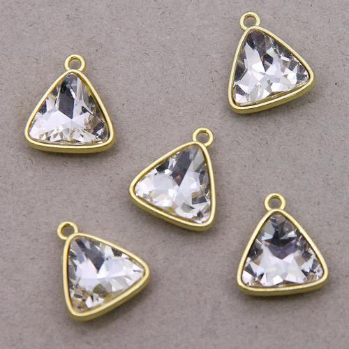 Zinc Alloy Pendants with Crystal Triangle gold color plated fashion jewelry & DIY nickel lead & cadmium free Approx Sold By Bag