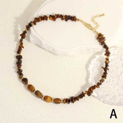 Natural Gemstone Necklace Brass with Gemstone with 5cm extender chain gold color plated fashion jewelry & for woman nickel lead & cadmium free Length Approx 40 cm Sold By PC